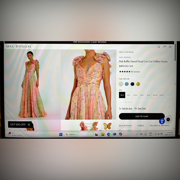 Mac Duggal A-line Back Lace Chiffon Gown - Picture 7 of 8